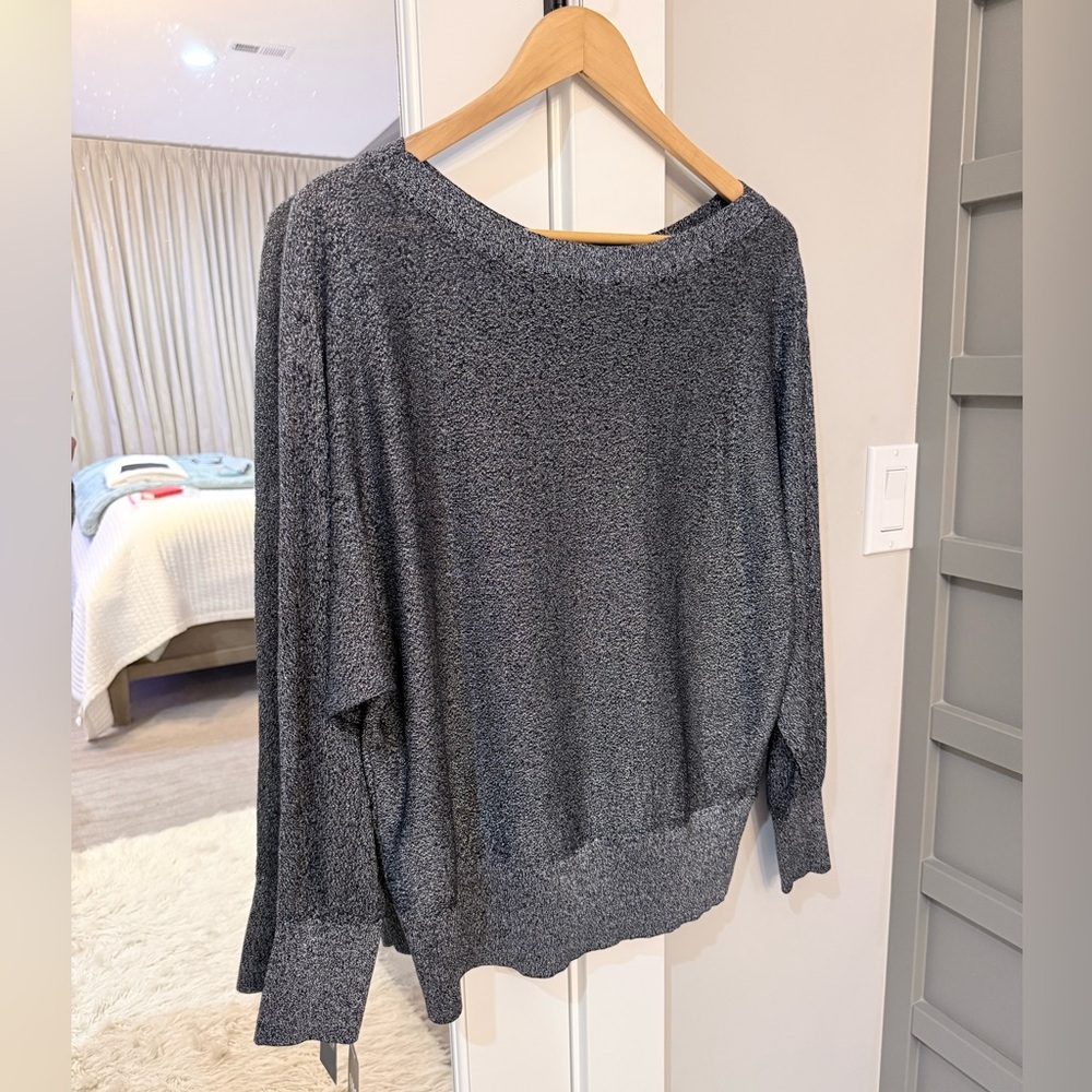 I.N.C. International Concepts Black and Silver Boat Neck Sweater Size Large NWT